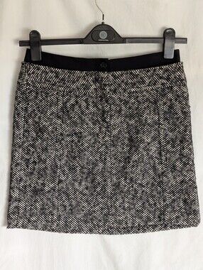 Ann Taylor Black & White Tweed Wool Blend Mini Skirt Lined 4P